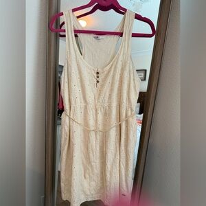 Roxy Beige Eyelet Mini Dress